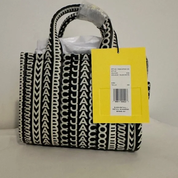 Marc Jacobs The Monogram Leather Crossbody Tote Bag Black/White One Size - Picture 5 of 10